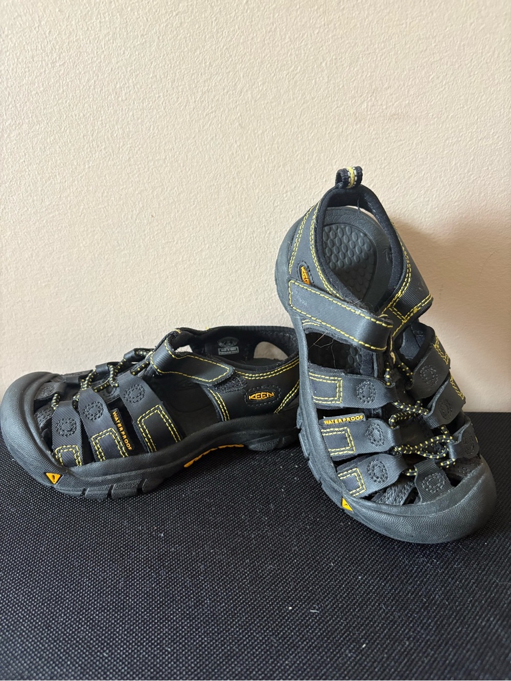 Keen kids size 11T Black Sandals with Yellow Accents
